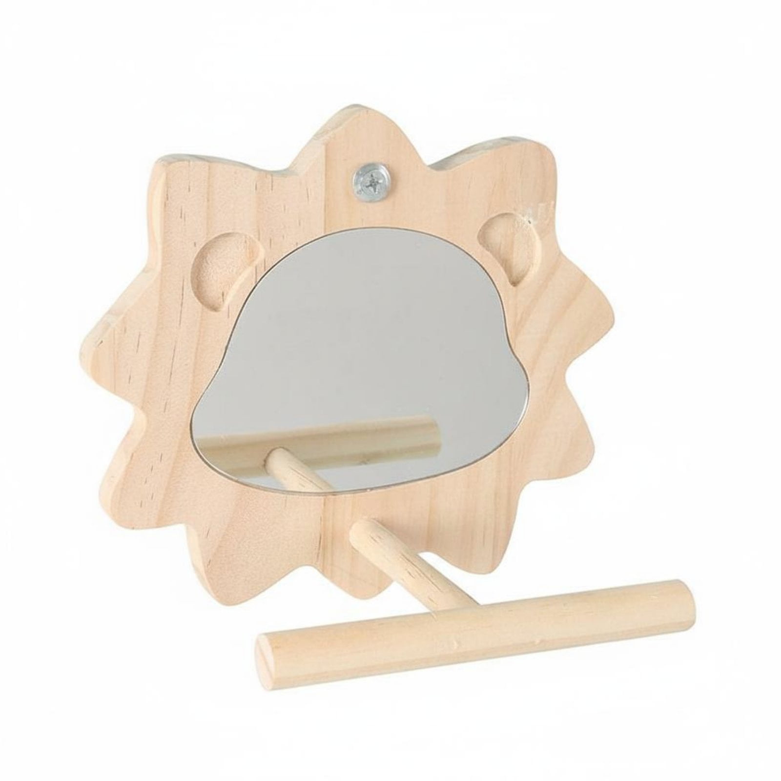 amagogo Bird Perch Wooden Mirror Accessory Durable Natural Wood Easy Cage Fix for Cockatiels Parakeets Home Birdcages