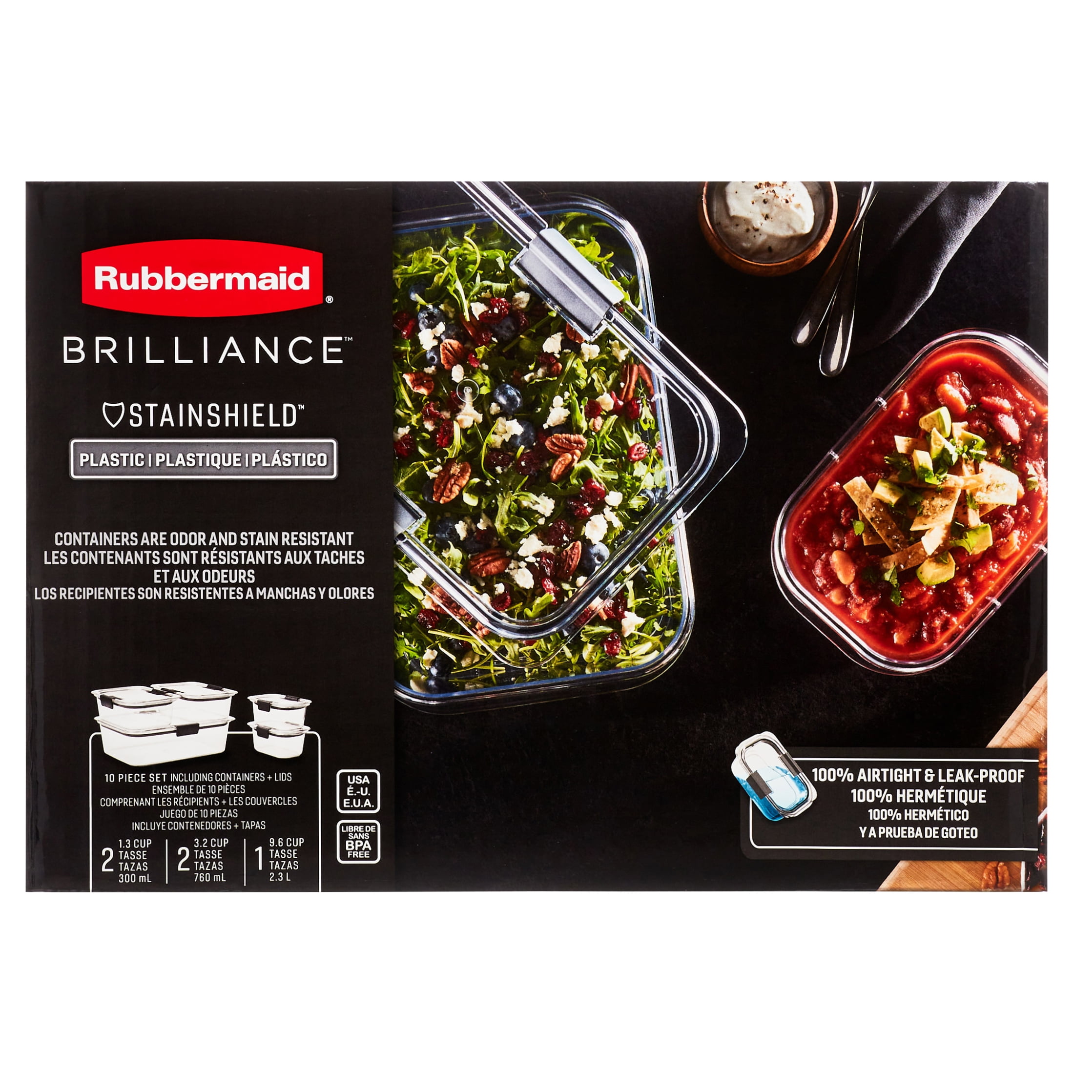 Rubbermaid, Food Storage Containers, 10 Piece Set, Leak-Proof, BPA