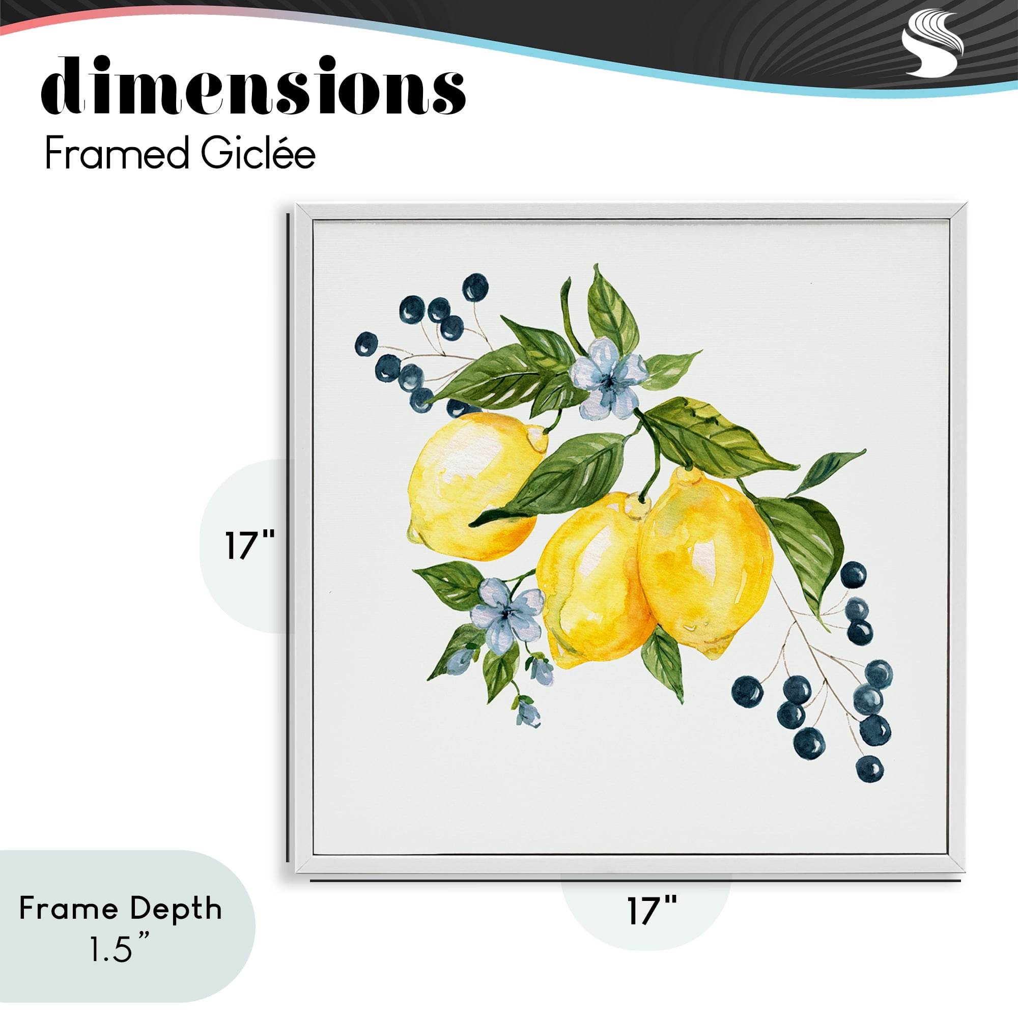 Stupell Industries Lemons with Blossoms & Berries White Framed Giclee Art, design by Livi Finn
