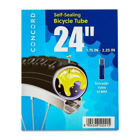 Concord Self-Sealing Bicycle Inner Tube with Schrader Valve, 24" x 1.75"-2.25"