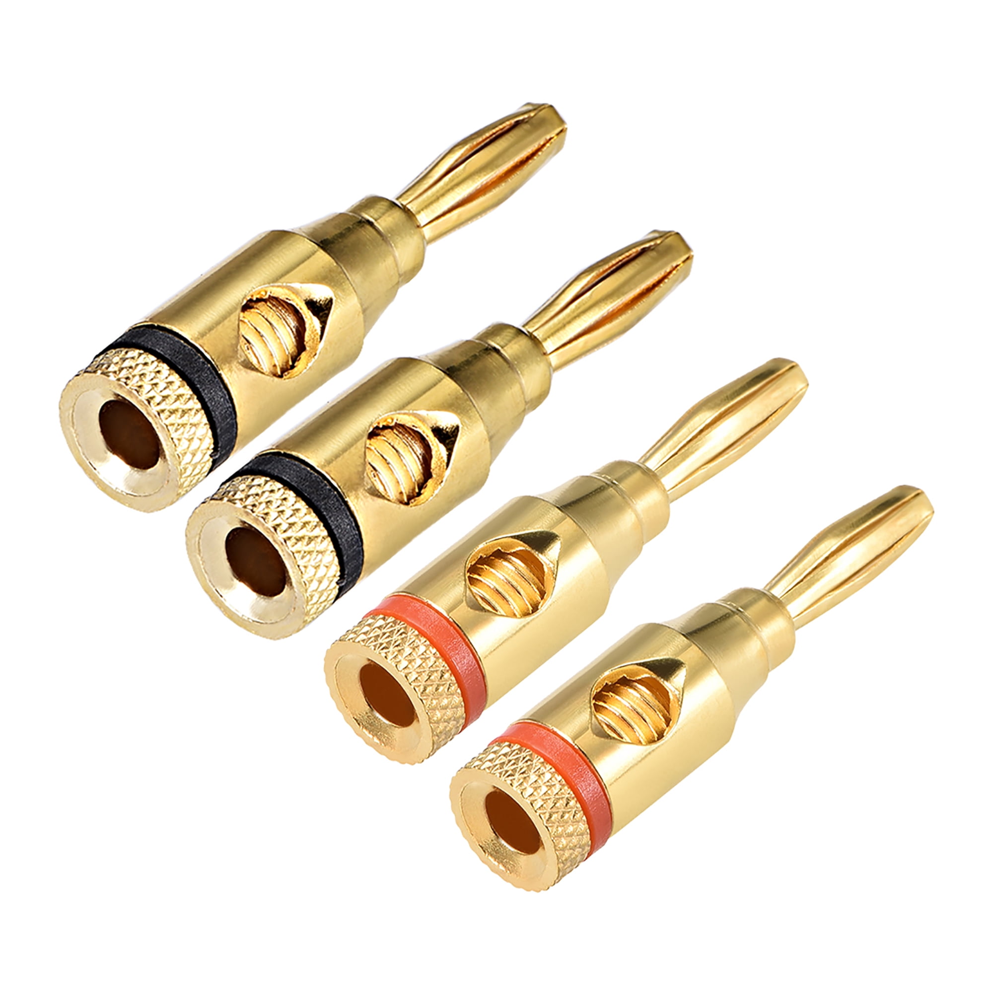 Gold 4mm Plated Banana Connector Open Screw Type 4pcs for Speaker Wire What Wire Goes To Gold Screw