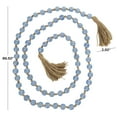 thumbnail image 3 of DecMode Handmade Round Long Light Blue Glass Garland with Tassel with Knotted Brown Jute, 3 of 11