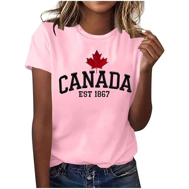 Pisexur T-shirt Décontracté à Manches Courtes et Col Rond pour Femme, Haut Imprimé, Hauts pour Femmes, Hauts de Sortie pour Femmes, Hauts d'Été pour Femmes Rose, G