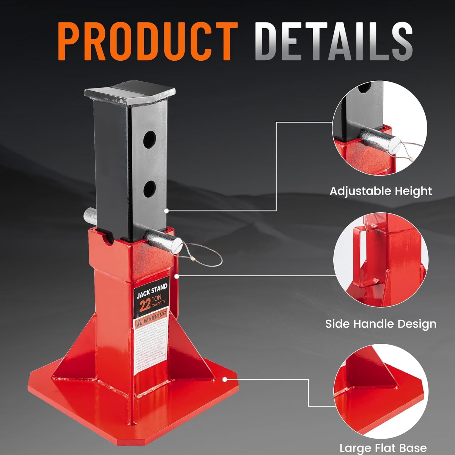 Car Jack Stands 4 Pack, Heavy Duty Pin Type Professional Jackstand with Lock Adjustable Height Fit for Supporting Car SUV Truck Pick Up and Equipment, Red (Set of 4PCS)