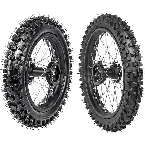 Front Tire 60/100-14 & Rear Tire 80/100-12 Disc Brake Wheel Rim With 15mm Bearing for Pit Dirt Bike