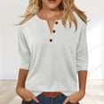 thumbnail image 5 of Womens Tops 3/4 Sleeve Henly Classic Button Down Blouses Business Work Casual Outfits Basic Tees Summer Fashion Clothing, 5 of 5