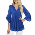 thumbnail image 4 of BLVB Womens 3/4 Ruffle Sleeve Tops Dressy Casual Blouse Chiffon V Neck Evening Party Night out Wedding Cocktail Shirt, 4 of 7