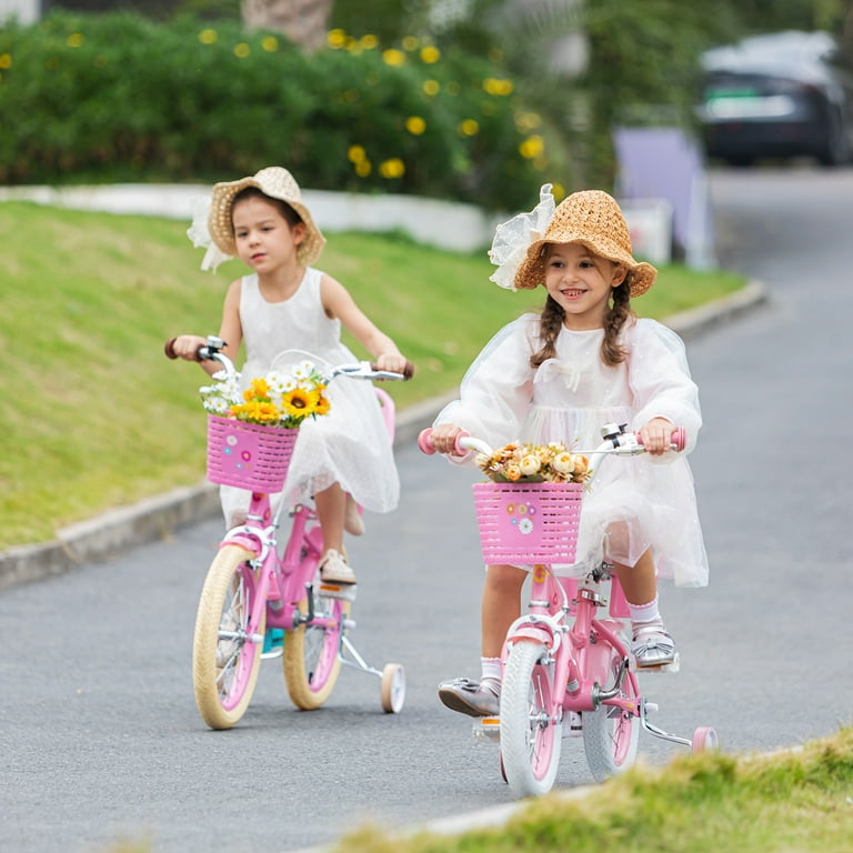 Glerc Maggie 12 inch Kids Girls Bike for Ages 2 4 Years Child Pink White