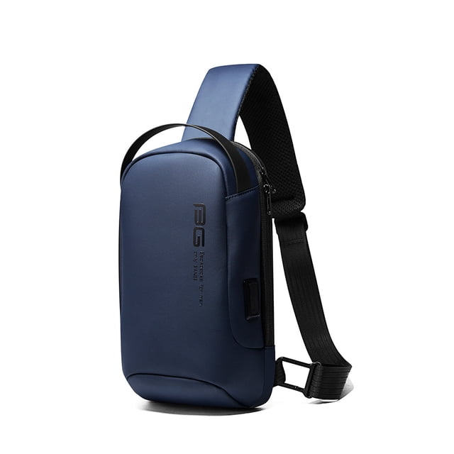 Mochila Cruzada Bange. Espacio para iPad, audífonos, billetera y libros. Material resistente al agua y carga USB. Modelo BG-7221 Bange BG-7221