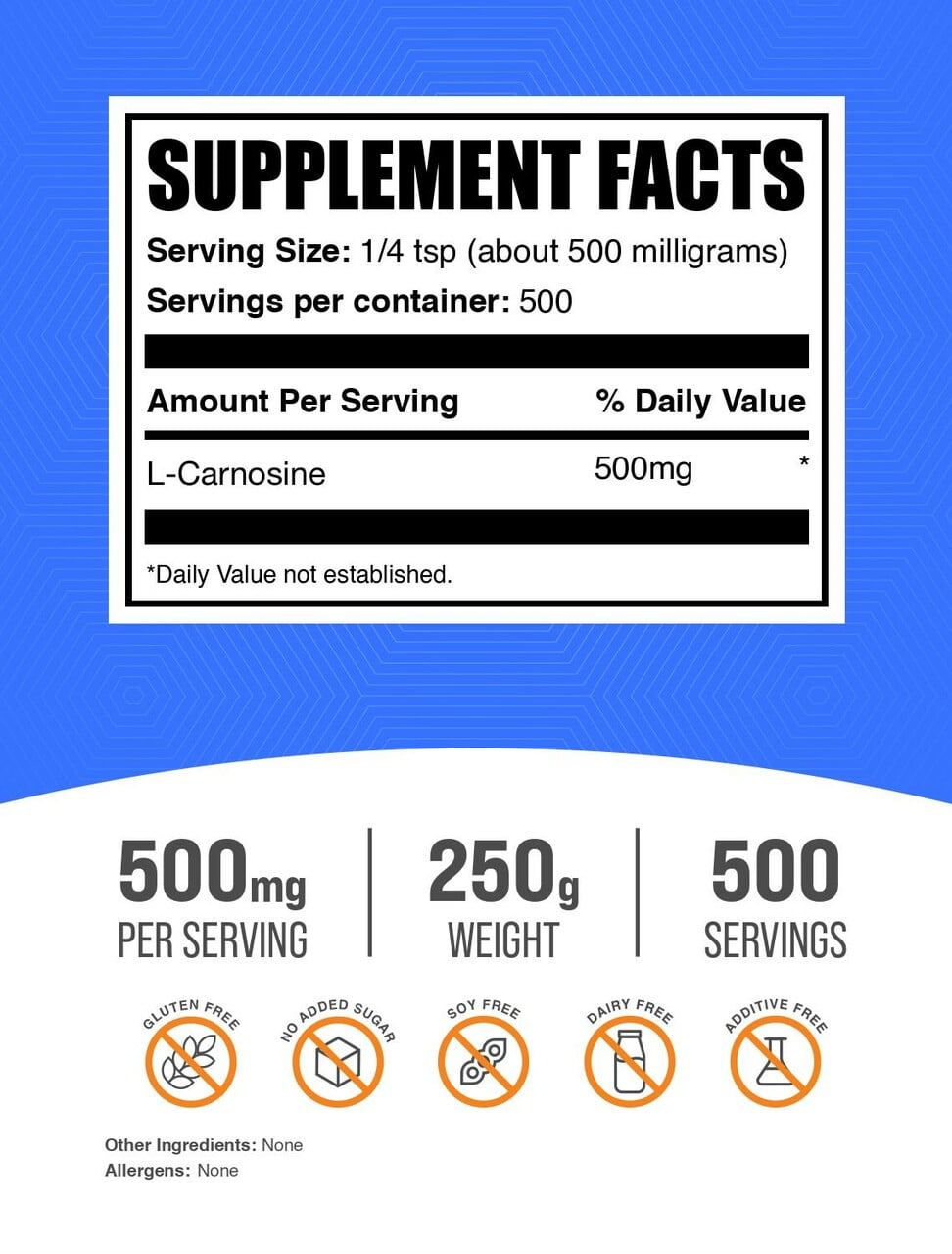 BulkSupplements L-Carnosine Powder - 250 Grams (8.8 oz)