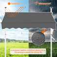 thumbnail image 6 of Renwick Manual 78.7″ L Retractable Awning with Adjustable Angle & Height, Dark Gray, 6 of 8