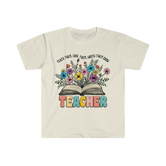 Retro Floral Teacher T-Shirt Vintage Watch Them Grow Teacher Tee Shirts Large