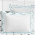 thumbnail image 3 of Eiderdown Decor400TC Cotton Scallop Embroidery & Border Sateen Solid Duvet Cover set Oversized King 120" × 98" 1 Duvet cover and 20"×36" 2 Pillow sham ,Light Blue Scallop and Border, 3 of 5