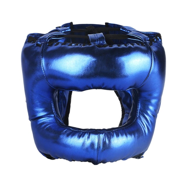 Casco de Boxeo Escudo Facial, Artes Marciales Ventiladas Equipo de Cabeza de Kickboxing Ligero, Muay Thai Headgear para Muay Thai Grappling San Azul