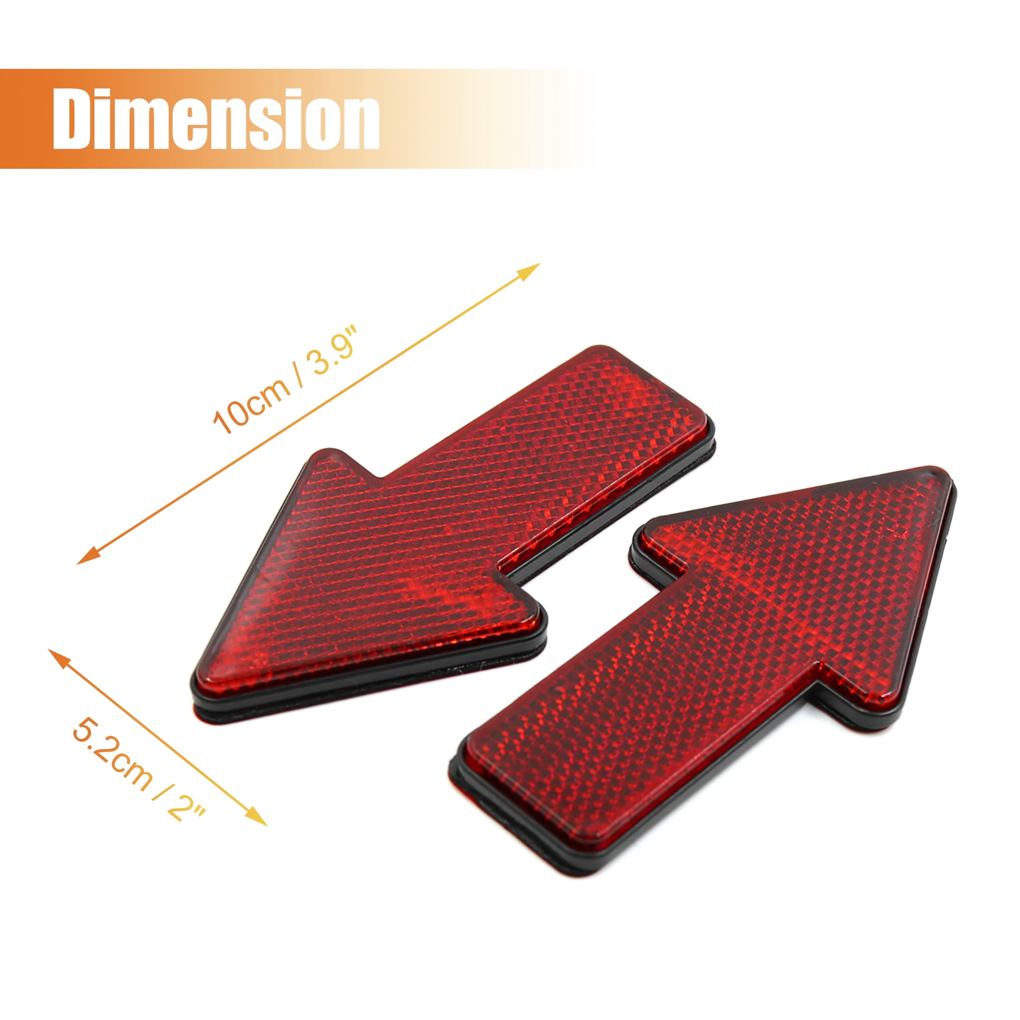Unique Bargains 2Pcs Arrow Shape Adhesive Car Warning Reflector Sticker Red