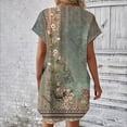 thumbnail image 4 of DPTALR Robe à Manches Courtes et Col Rond Imprimé Floral pour Femmes, Simple et Confortable, avec Poche, 4 of 6