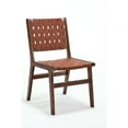 thumbnail image 2 of Saddle Leather Woven Dining Chair With Solid Wood Legs - Brown , Simple Style Frame Seat Stability, 2 of 2