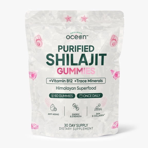 Organics Ocean Purified Shilajit Gummies – Himalayan Shilajit Supplement – 60 Gummies – Energy & Vitality Support