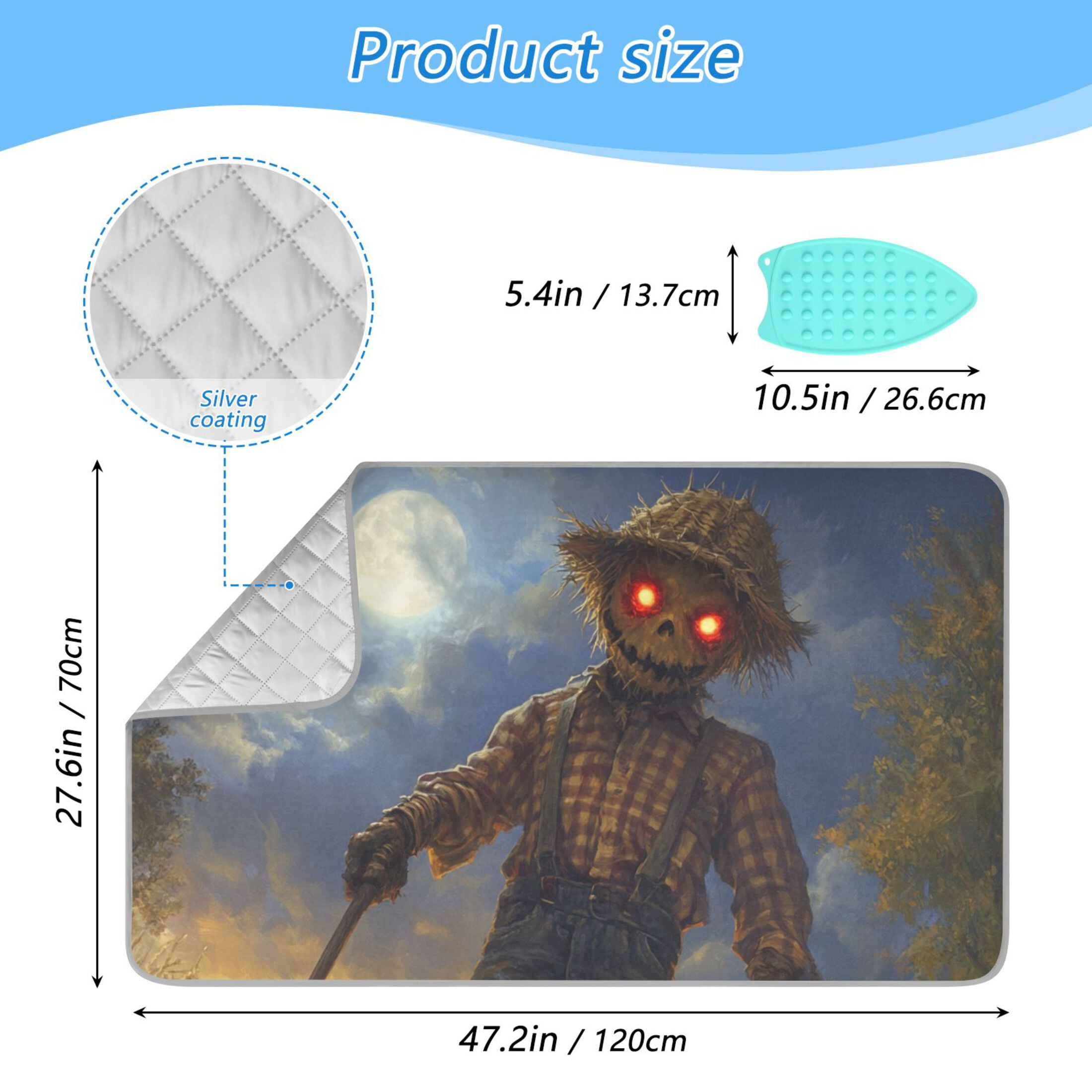 Halloween Evil Scarecrow Ironing Mat Blanket for Table Top Travel Portable Ironing Board Pad 47.2x27.6 Inch