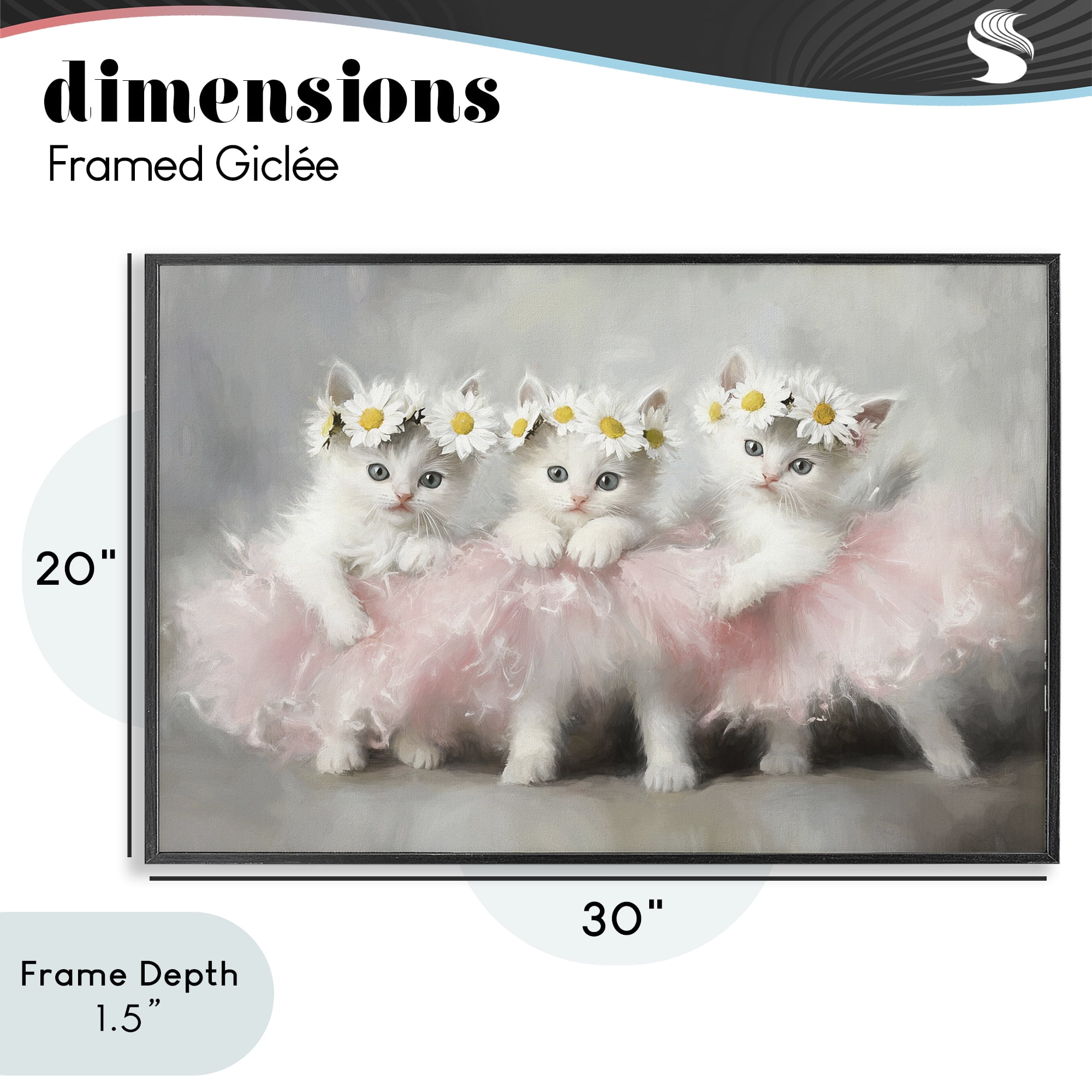 Stupell Industries Dancing Kittens in Tutus Black Framed Giclee Art, design by Tina LeCour