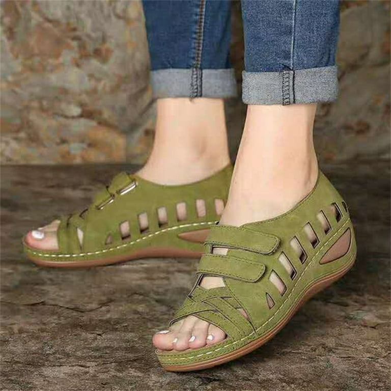 Dark green cheap wedge sandals