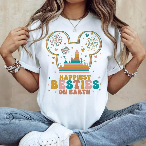 Disney Besties Shirt, Happiest Besties On Earth T-Shirt, Disney Matching Best Friends Shirt, Disney Girls Trip Shirt, Disney Friends Shirt