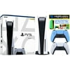 Sony PlayStation 5 Disk Console With Extra Starlight Blue Dualsense Controller & MightySkins Custom Skin Voucher Bundle