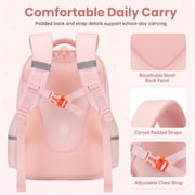 Girls School Backpack Lightweight Water-Repellent Bookbag with 3D Bunny Ears,School Bag with Reflective Stripes