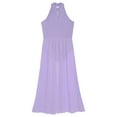 thumbnail image 6 of ranrann Lyrical Dance Dress for Girls Ballet Dance Dress Split Long Skirt Leotard Contemporary Dance Dress Light Purple 8, 6 of 7
