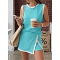 thumbnail image 2 of Wrongduck women's two piece summer dress ribbed knit vest and split underskirt two-piece casual set, 2 of 14