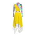 thumbnail image 4 of vastwit Women Liturgical Praise Dance Wear Stylish Print Long Sleeve Dance Dress Metallic Patchwork Dancewear Yellow S, 4 of 6