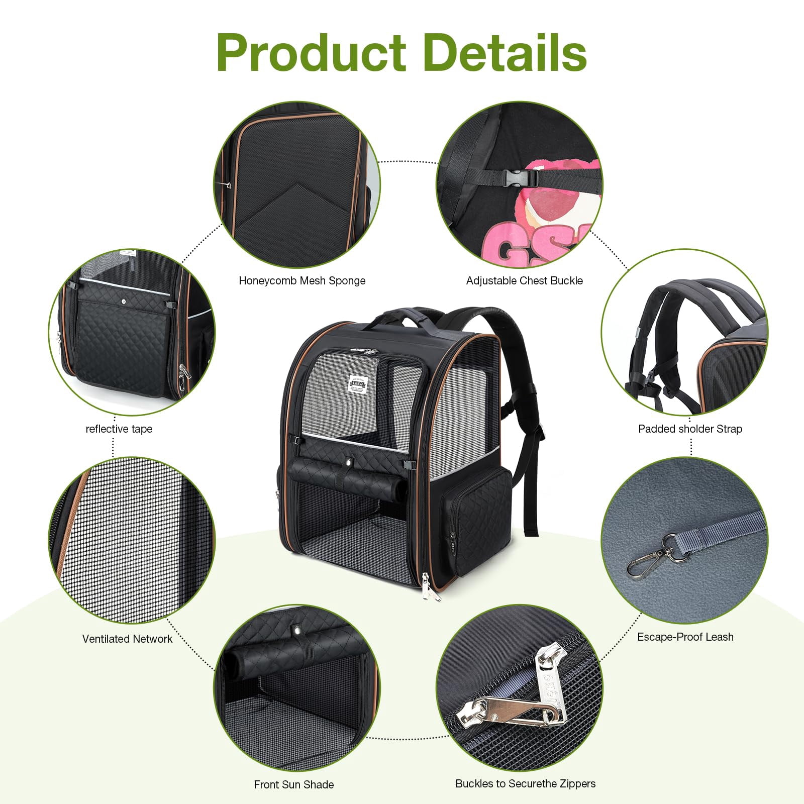 Expandable Cat Backpack Carrier for Small Dogs Medium Cats Foldable Pet Travel Backpack Comfort Lightweight Durable Fits Pets Up to 18 Lbs Ideal for Outdoor Hiking Walking Camping Black