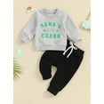 thumbnail image 2 of FEORJGP Toddler Boys Girls Ireland Festival Outfits Infant Baby Short/Long Sleeve T-shirt Crew Neck Shirt Pullover Shamrock Letter Print Tops and Drawstring Trousers Long Pants Casual 2Pcs Clothes Set, 2 of 9