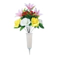 Artificial Flowers,Cemetery Simulation Bouquet Vase With Floor Outdoor ...