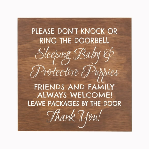 LifeSong Milestones Sleeping Baby Rope Sign for Front Door - Friends and Family