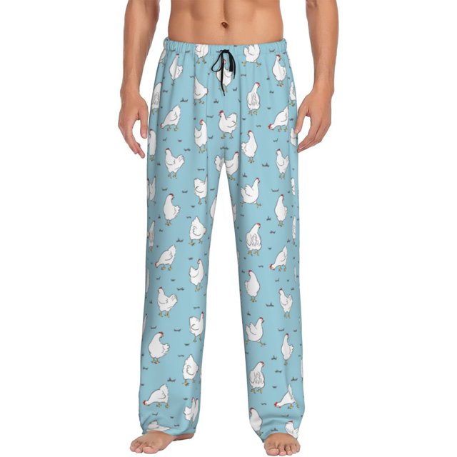 Fotbe Funny Chicken Pantalones de Pijama para Hombre, Pantalones de Dormir, Pantalones de Casa con Cintura Ajustable y Bolsillos-3X-Large