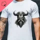 thumbnail image 3 of Camiseta de calavera táctica de guerrero de barba americana Unisex, Camiseta de algodón Til Valhalla, camiseta de manga corta con cuello redondo, Top informal para hombre, 3 of 5