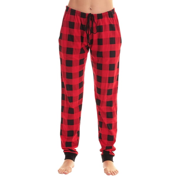 Just Love Women Pajama Pants Sleepwear Joggers (Red Buffalo Plaid ...