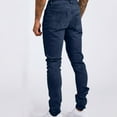 thumbnail image 7 of Mens Elastic Waist Jeans with Zipper and Button Vintage Straight Jean Relaxed Fit Stretch Denim Jeans Pants Lightweight Hip Hop Streetwear Harem Pants Casual Sports Trousers, 7 of 7