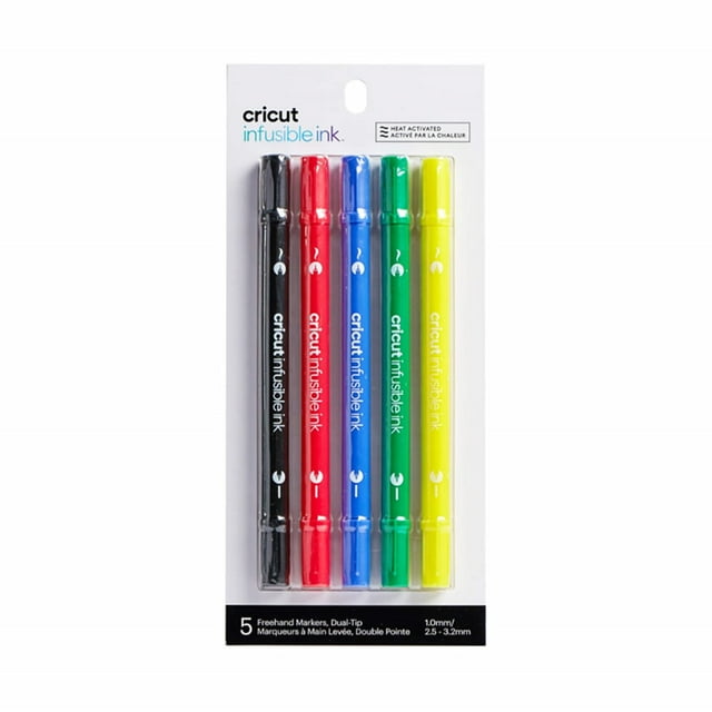 Juego de rotuladores Cricut Infusible Ink Freehand Dual, paquete de 5 unidades, Basics