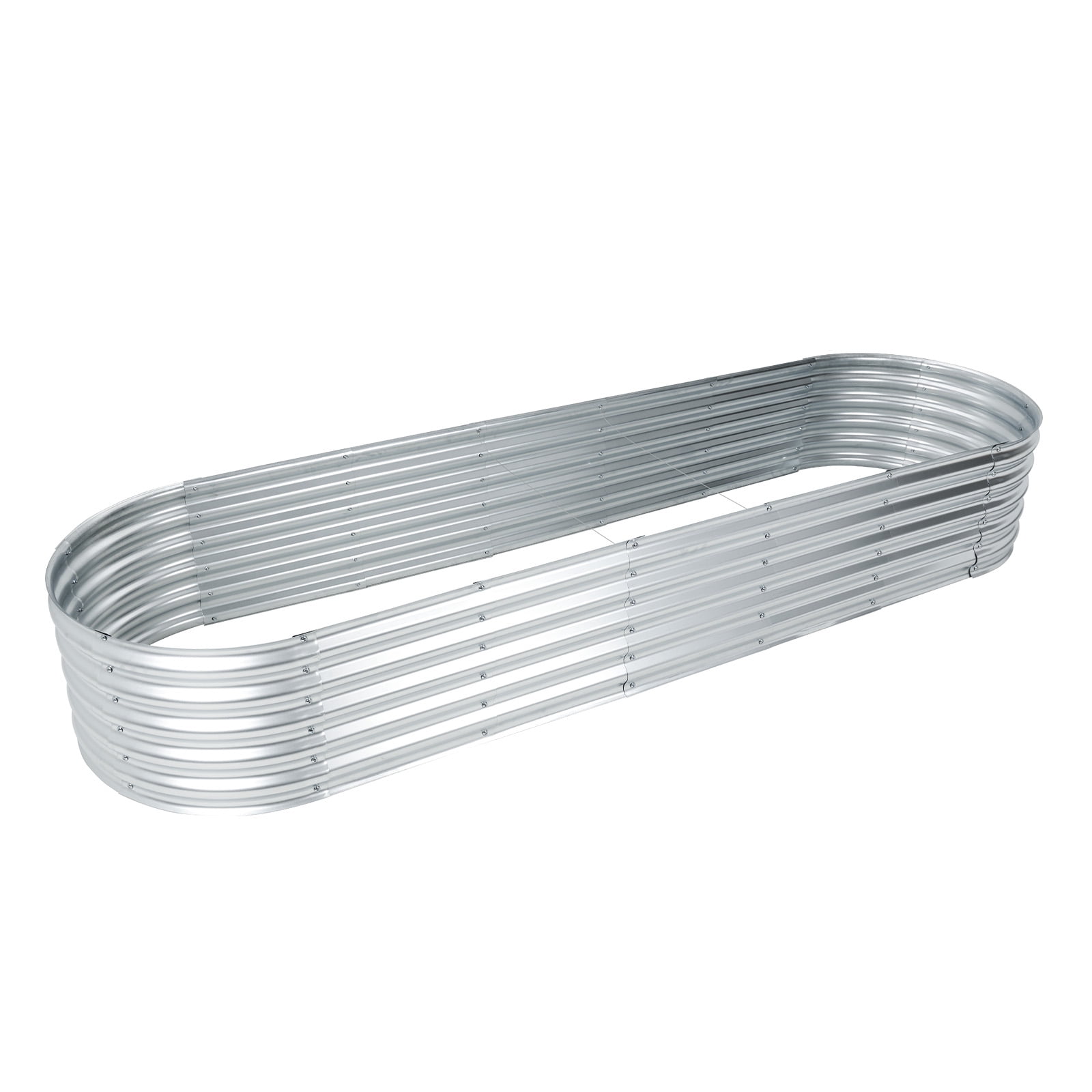 Aoodor Galvanized Raised Garden Bed Kit, 7x2x1 Ft, Oval Planter Box for Vegetables, Flowers, and Herbs, Outdoor Use, Silver