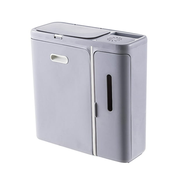 Papelera de basura, papelera colgante, con tapa, papelera colgante, papelera para inodoro, armario de cocina, baño, dormitorio, RV Gris
