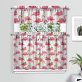 thumbnail image 2 of Kitchen Curtains 36 Inch Short - 3 Panel Set, Flamingo Tropical Bird Print, Rod Pocket Window Curtain, 100% Polyester for Hawaiian Summer Beach Decor, Easy Wash, 2 of 6
