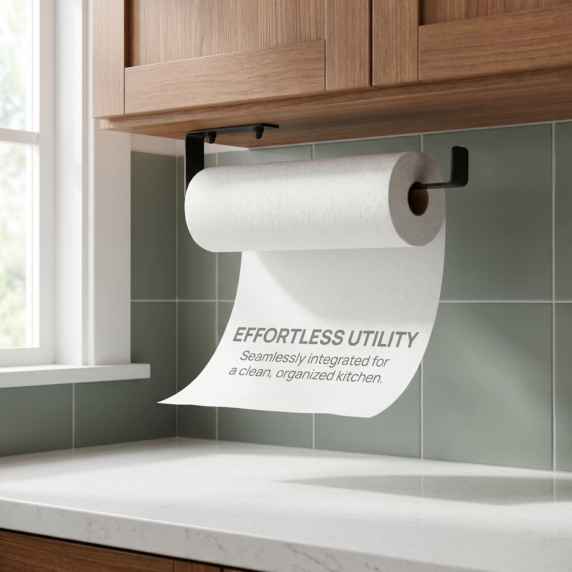 Unique Bargains Stainless Steel Wall Mount Paper Towel Holder Black 4.3x0.8inch