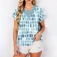 thumbnail image 4 of Maqroz Short Sleeve Shirts for Women Print Spring Summer Tops 2026 V Neck Criss Cross Tees Casual Blouses Fashion Outfits Clothes Blue S, 4 of 8