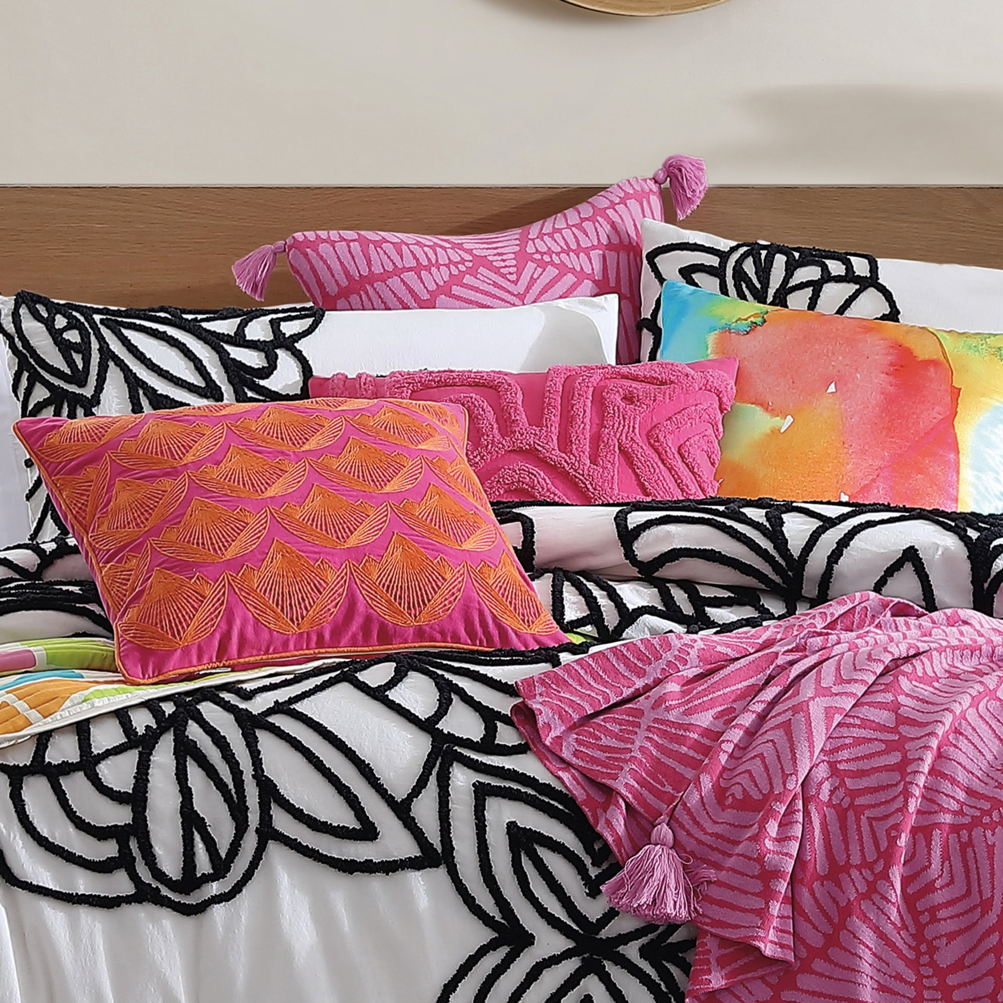 Rochelle Porter Design Kobo 20in x 20in Decorative Pillow Pink, Cotton Tufted, Adult