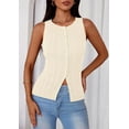 thumbnail image 3 of PRETTYGARDEN Women's Ribbed Tank Tops Summer Open Front Button Down Sleeveless Shirts Going Out Spring Fashion Vest Tops, 3 of 10