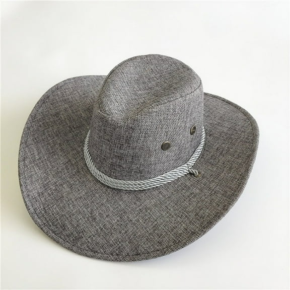 HuangHuanChen Men's Summer Sun Hat Panama Hat Beach Sun Hat Sun Jazz Hat British Top Hat UV Protection Sun Hats Grey