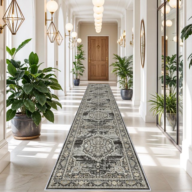Alfombra para correr YOUFORTONG, 91 x 610 cm, suave y con pelo bajo, color negro