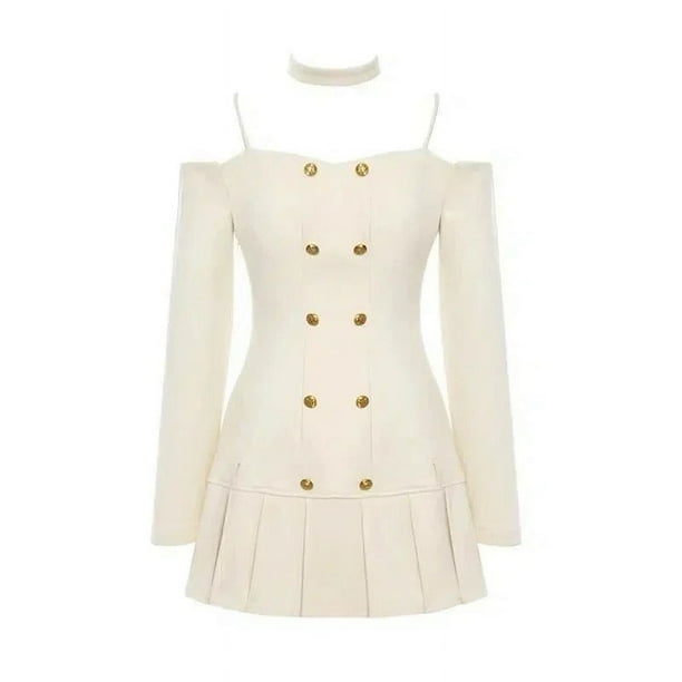 Traje de dos piezas con falda de tirantes de manga larga, chaqueta con capa de una palabra, otoño e invierno, novedad de 2023